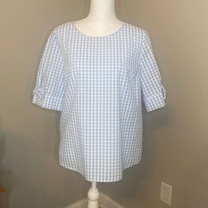 Crown & Ivy, L, powder blue/white gingham
